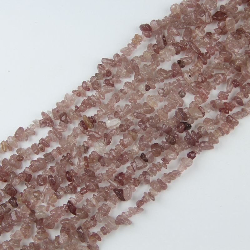 31.5 inch natural red strawberry quartz bead strand with 5-8mm irregular round beads threaded on nylon cord