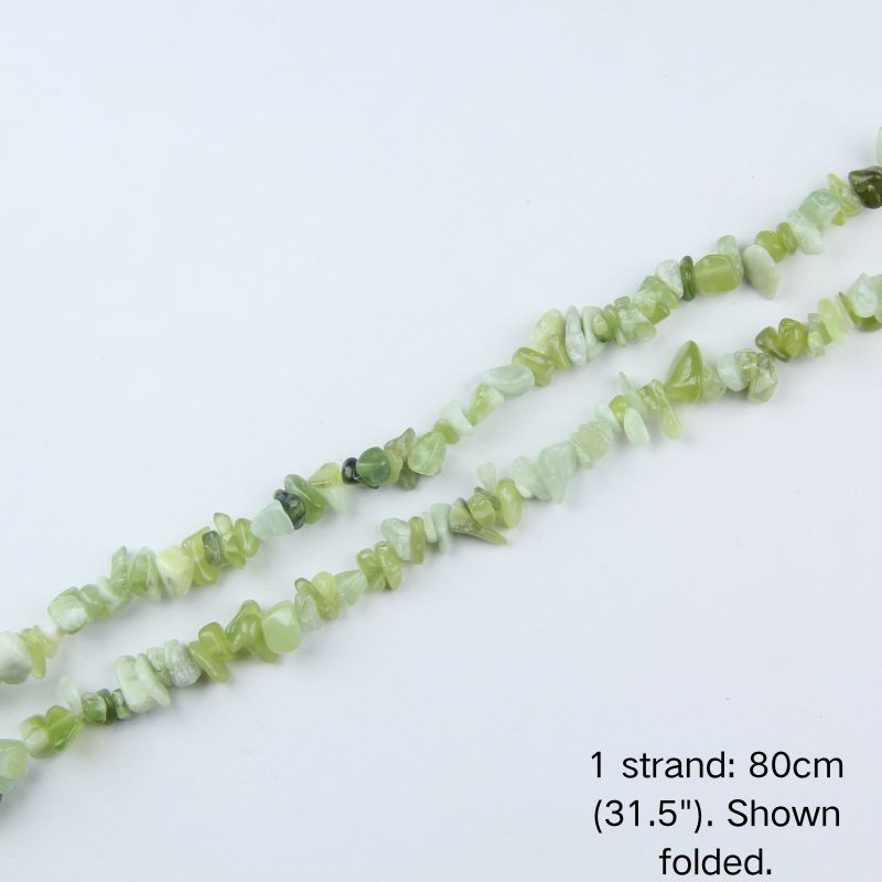 Single folded strand of 80cm natural green new jade irregular crushed nugget beads