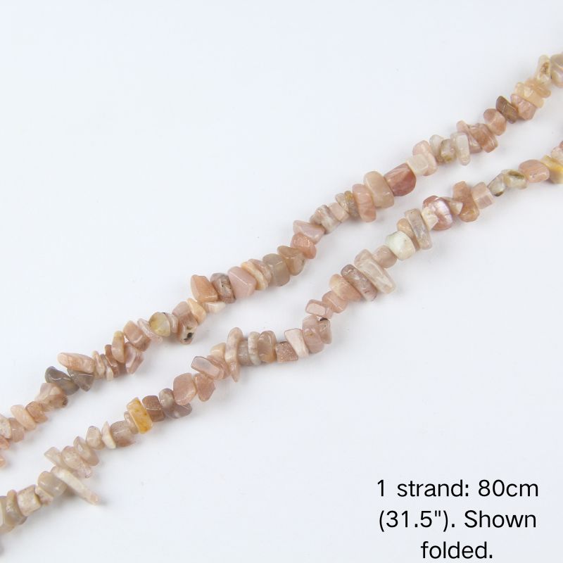 Single folded strand of 80cm natural sunstone irregular crushed nugget beads.