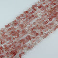 31.5 inch natural watermelon red crystal bead strand with 5-8mm irregular round beads threaded on nylon cord