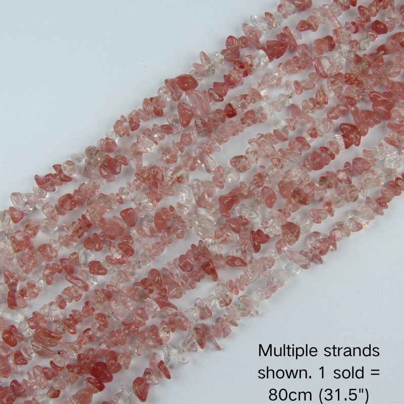 Multiple strands of 31.5" Watermelon Red irregular crystal chip beads (5-8mm) displayed as the cover image. Note: 1 strand sold per order.