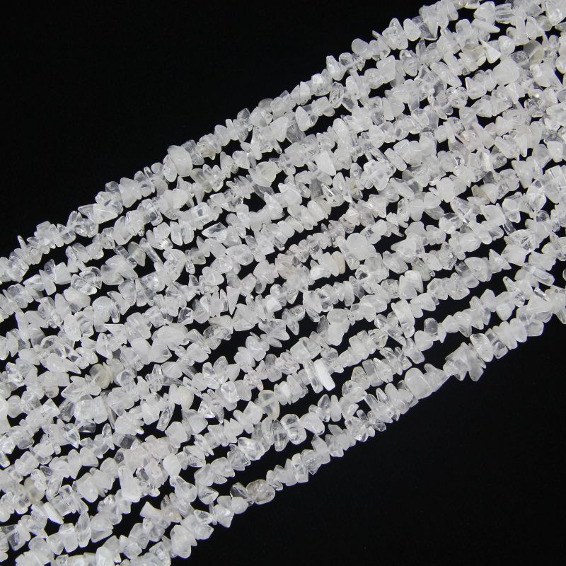 31.5 inch natural white cotton crystal bead strand with 5-8mm irregular round beads threaded on nylon cord