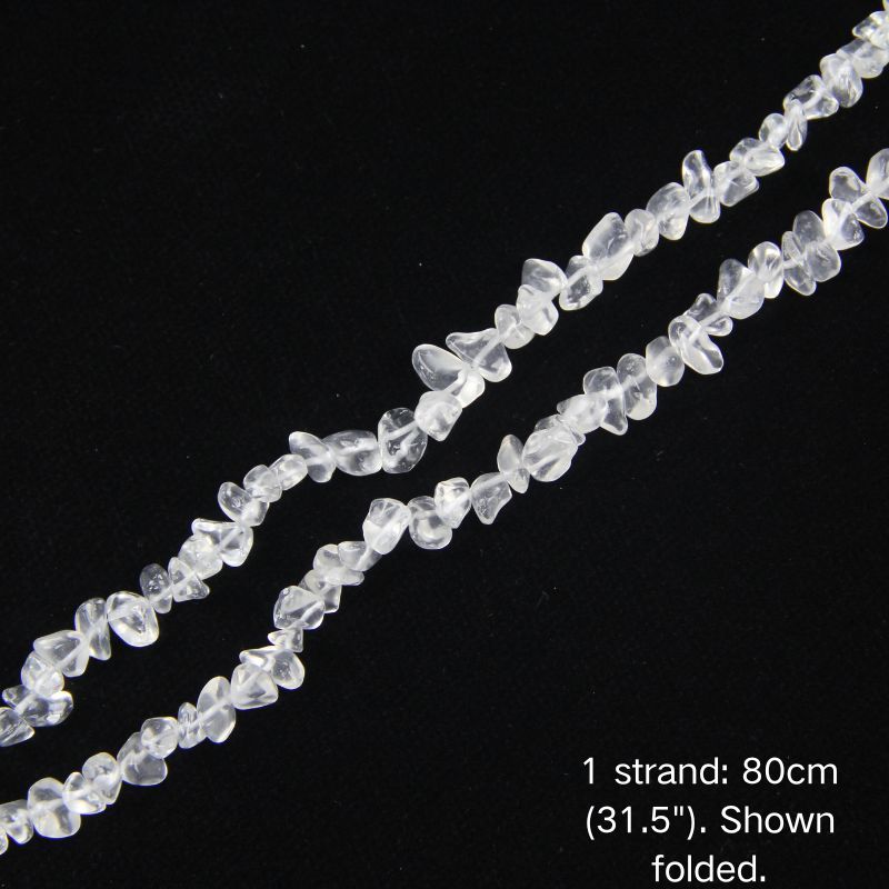 A single folded strand of white glass chip beads.