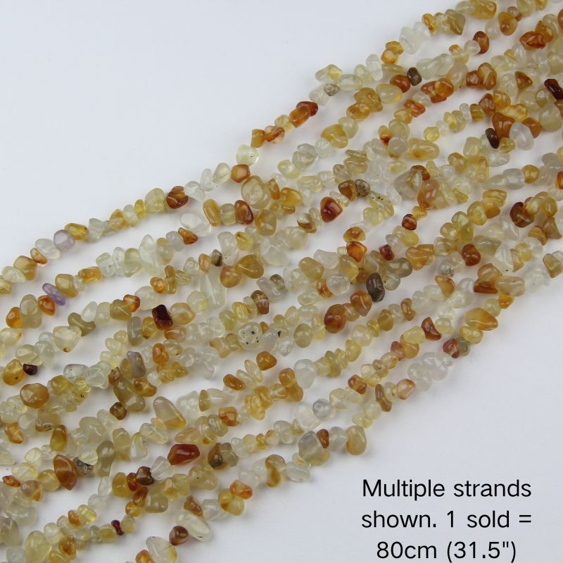 Multiple strands of Natural Yellow Agate chip beads, 5-8mm mixed 80cm (31.5") strand Pre-strung on Nylon Cord for DIY jewelry making.
