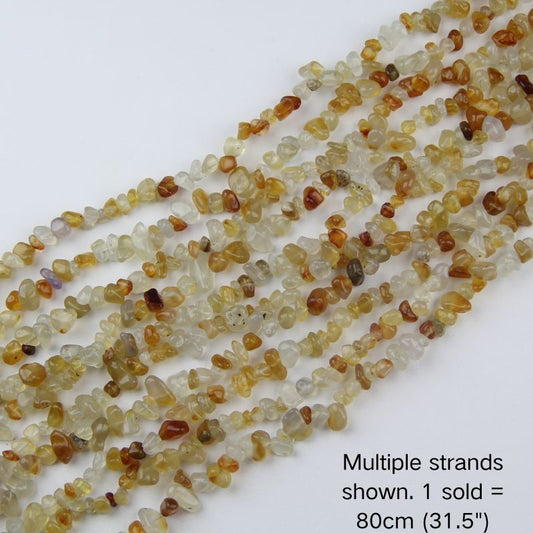 Multiple strands of Natural Yellow Agate chip beads, 5-8mm mixed 80cm (31.5") strand Pre-strung on Nylon Cord for DIY jewelry making.