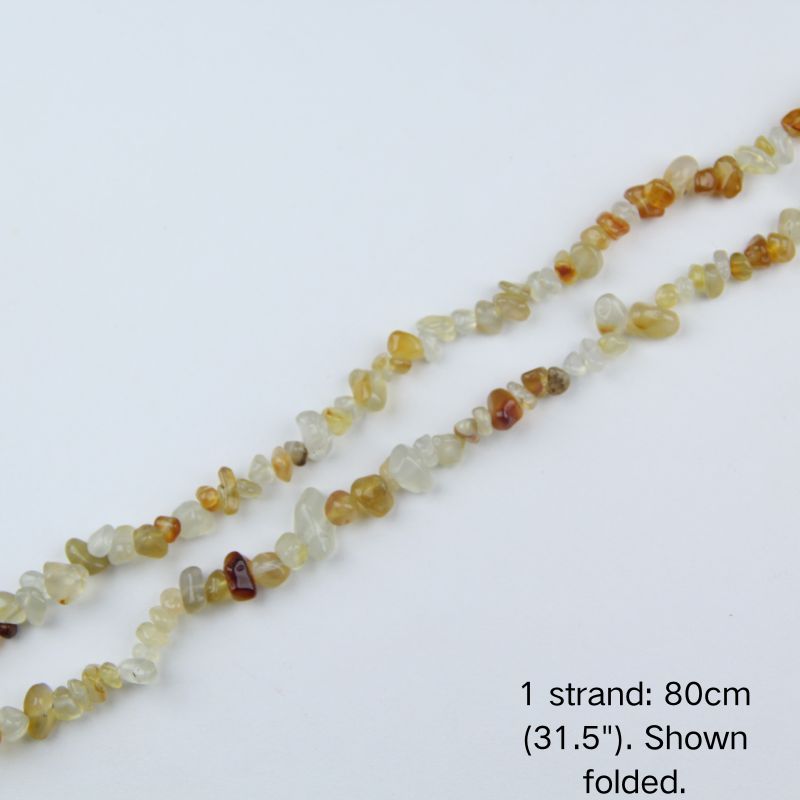 Natural Yellow Agate Chip Beads Strand 80cm (31.5") - 5-8mm folded arrangement Pre-strung on Nylon Cord for Jewelry Making